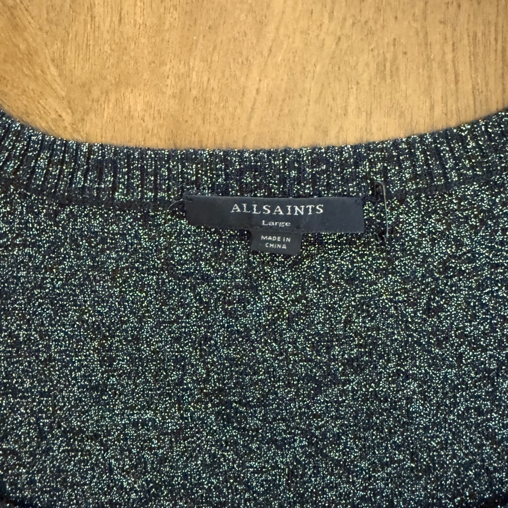All Saints Black Shimmer Top - Picture 3 of 3